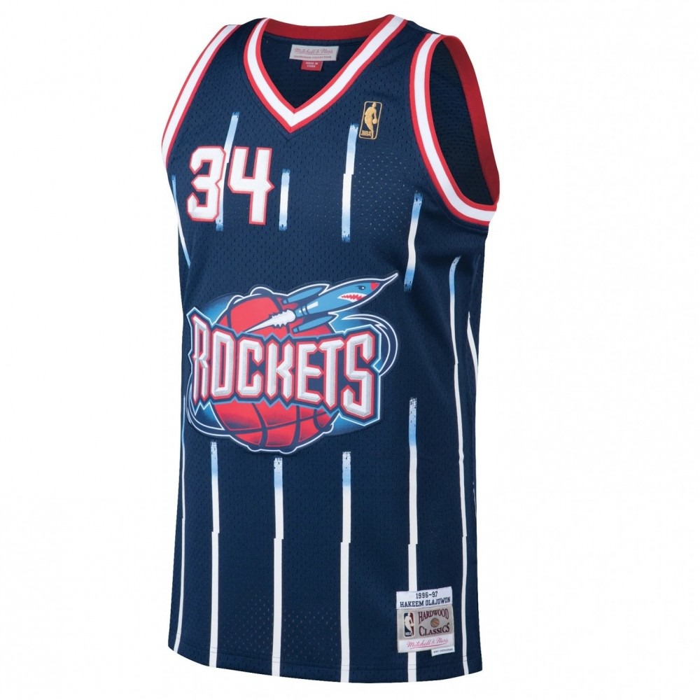 Men's Houston Rockets Hakeem Olajuwon Throwback Navy 1996-97 Hardwood Classics Swingman Jersey-Pro Kit Vault | Brand New 26/27 Sports Jerseys